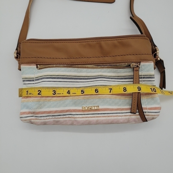 Rosetti Handbag Purse Cotton faux Leather Brown Striped White Pink Blue Pastel - Picture 8 of 8